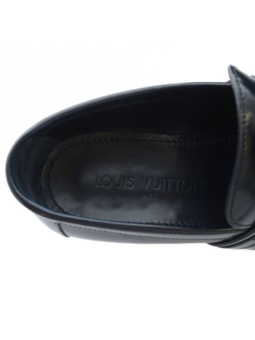 Louis Vuitton Loafers Leather Logo 5.5 Black MQ OH - Picture 8 of 10